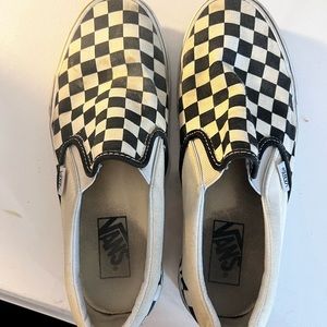 Checkered slip on vans